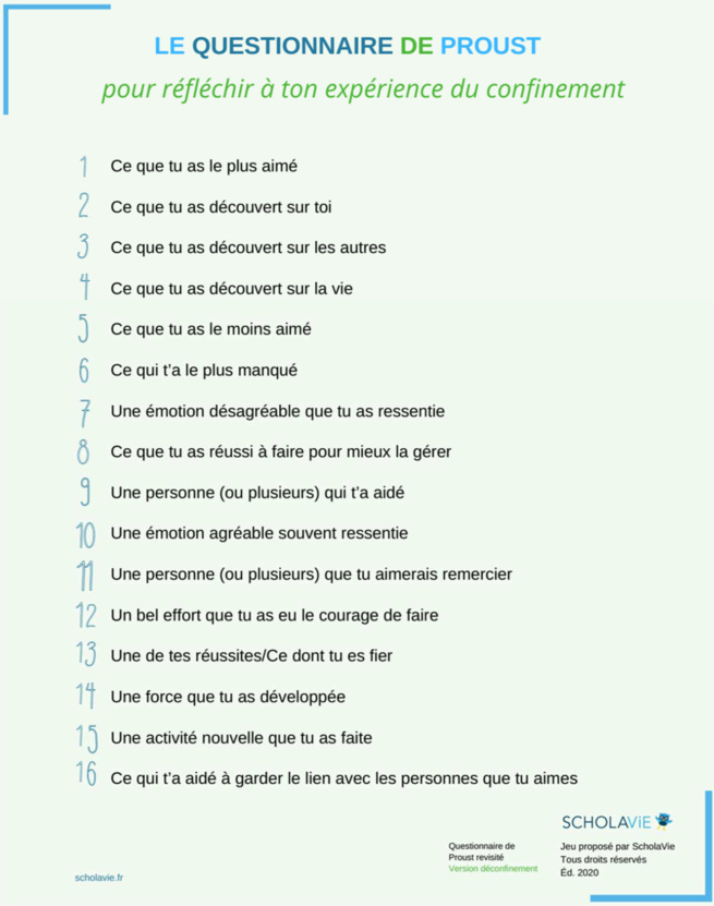 questionnaire de proust - déconfinement - scholavie questionnaire de proust - déconfinement - scholavie