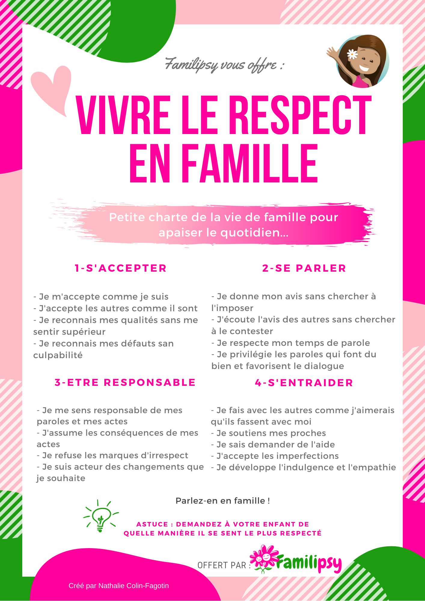 fiche outil à imprimer et télécharger - Charte de famille - apprendre le respect